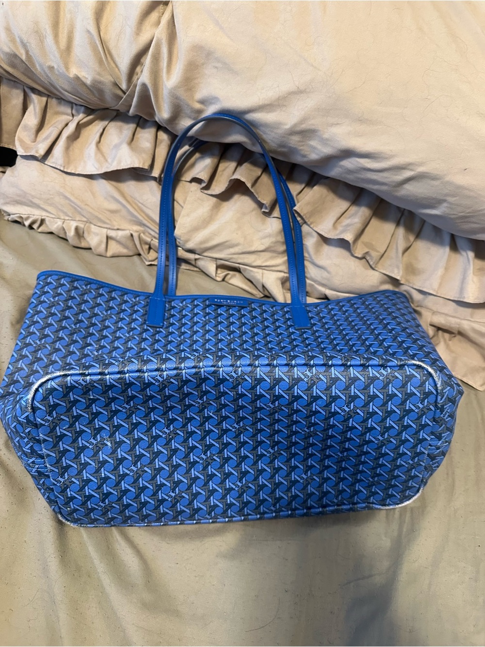 Tory Burch Blue Monogram Tote - Picture 3 of 4